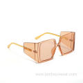 big oversized lens rimless style slim metal frame women shades ladies trend summer sunglasses